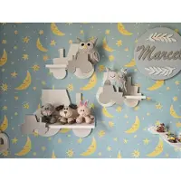 Moliland - Wandrek - Set van 3 Grijze Traktoren - Kinderkamer - Premium