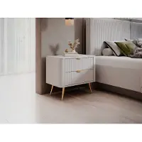 Vente-unique Nachtkastje - 2 lades - Wit en goud - ELONARIA