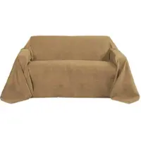 Beautissu Bedsprei 210x280cm in Suède-Look Romantica - Overtrek voor Sofa in Lederlook, Sofa Deken voor Bed - Plaid in Licht Bruin