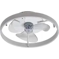 LINDBY Momitu LED plafondventilator, wit, aluminium, Ø 50 cm - , Momitu, dimbare, Wit, Woonkamer, Aluminium, Modern