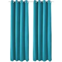 Beautissu Amelie TO - Set van 2 Isolerende Gordijnen met Ringen - Thermische Gordijnen Kant en Klaar Verduisterend 140x245cm Turquoise - Koude Bescherming & Warmte Isolerend
