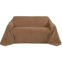 Beautissu Bedsprei 210x280cm in Suède-Look Romantica - Overtrek voor Sofa in Lederlook, Sofa Deken voor Bed - Plaid in Donkerbruin