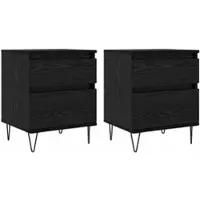 vidaXL - Bedkast - Zwart - Eiken - 40 - x - 35 - x - 50 - cm - Bewerkt - hout