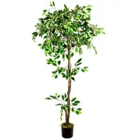 Decovego Kunstmatige Valse Ficus Benjamin Plant 160cm Echt Hout