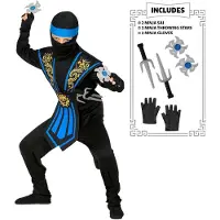 Widmann Ninja kostuum kinderen compleet Blauw
