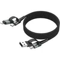 Ansmann USB-A + USB-C naar USB-C (60W) + Lightning (27W) magnetische oplaadkabel 1,2 meter (zwart)