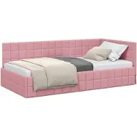 vidaXL Hoek Bed Frame met hoofdeinde Roze 90 cm x 190 cm Fluweel