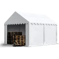 TOOLPORT Opslagtent 3x4 m met ritssluitingen - 2,0m zijwandhoogte, PVC 750, met grondframe, wit