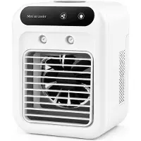 VHV - Luchtkoeler - Mini airco - Mobiele luchtkoeler - Aircooler - Oplaadbaar - Met 2 vernevelaars - 2 snelheden - Voor kantoor en slaapkamer - 25W - Wit