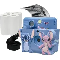 Disney Starcam afdruk, camerapakket met instantprinter, 4 papierrollen, nekband, 3D Stitch siliconen hoesje en aanpassingsset