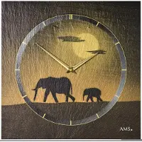 AMS W9523 wandklok met natuurlijke schifer en airbrush-design