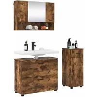vidaXL Badkamermeubel Set 3 st Rook Eiken Samengesteld Hout en Metaal