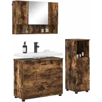 vidaXL Badkamermeubel Set 3 st Rook Eiken Samengesteld Hout en Metaal