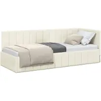 vidaXL Hoek Bed Frame met hoofdeinde Crème 80 cm x 200 cm Fluweel