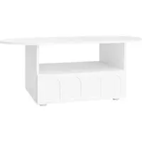OKWISH Salontafel – Wolkenserie – 1 Lade – Wolkenvormige Tafelplaat Met Open Vak – Druk-Openmechanisme – Spaanplaat Wit – 100×60×40,5 cm
