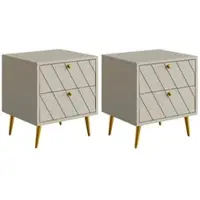 Vente-unique Set van 2 nachtkastjes - 2 lades - Beige - TEODA