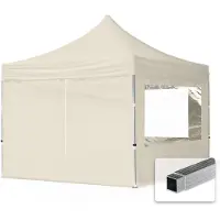 TOOLPORT 3x3 m Easy up partytent, ECONOMY alu 32mm met zijwanden (panorama), crème