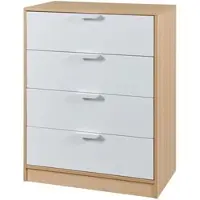 En.casa [] Commode Varkaus met 4 lades kledingkast slaapkamer opbergkast ladekast 90x70x40 cm eikenkleurig en wit