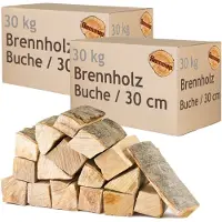 Flameup Brandhout, 60 kg, voor kachels, open haarden, vuurkorven en barbecues, beukenhout, 30 cm,