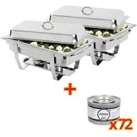 Olympia Chafing Dish GN 1/1 met 72 blikjes brandpasta