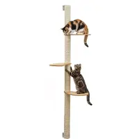 Eyepower 170 cm Wandkrabpaal met 3 Bamboe Planken - Katten Klimboom Sisal - Krabpaal met Muurbevestiging