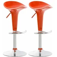 CLP Set van 2 barkrukken "Saddle" met draaibare kunststof zitting en voetsteun | Kleur: oranje
