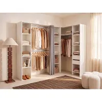 Vente-unique Verstelbare kledingkast DORIAN - L164/234 cm - Wit en grijs