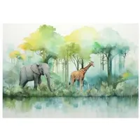 WALLARENA - Fotobehang - 400x280 cm - Fototapete voor kinderen met jungle dieren en safari thema