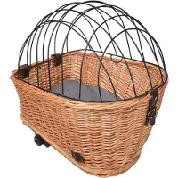UNUS hondenfietsmand rieten mand met netbekleding kussen 47x29x34 cm voor bagagedrager