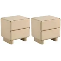Vente-unique Set van 2 nachtkastjes met 2 lades - MDF - Beige gelakt - AUNELA