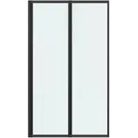 Vente-unique Vouwbaar badscherm van metaal – Matzwart – Industriële stijl – 80 x 140 cm – DISTRICT