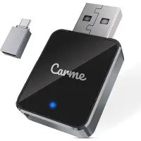 Carme Mini 2-in-1 CarPlay Dongle V2 - Draadloos CarPlay & Android Auto - USB-A & USB-C - Android Auto Dongle - Zwart