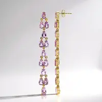 Cavill - Lange Zilveren Oorbellen - 925 Sterling Zilver - 26 Peervormige Braziliaanse Amethisten 8,213 ct - Luxe Paarse Druppelvorm Oorbellen