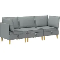 vidaXL Modulaire bankset met opslag 3 st Lichtgrijs Stof