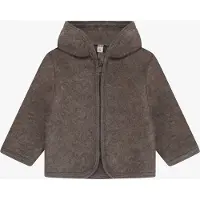 Huttelihut - Baby's Jacket Bear Ears Wool Fleece - Merinovest 68, bruin