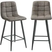 CALICOSY - Set van 2 gestoffeerde krukken in gemêleerde stof H94 cm - SIA