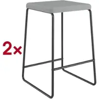 Meet by Paperflow barkruk MEDSO, afneembare stoffen bekleding, zithoogte 750 mm, tot 110 kg, polyester/staal, grijs-matzwart, 2 stuks