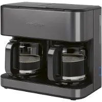 ProfiCook KAD 1308 Dark Inox - Dubbele Filter-koffiezetapparaat - 2x 14-16 kop - glazen kan
