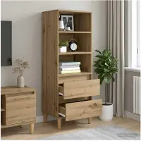 vidaXL Highboard Artisanaal eiken 40 x 36 x 110 cm Bewerkt hout