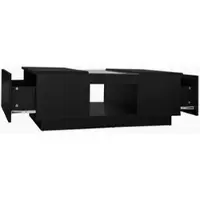 OKWISH Salontafels - Salontafel Met LED En Opbergruimte - 100x50x35,5 cm - Hout - Zwart