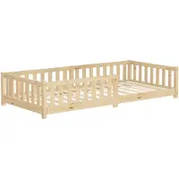 ML-Design Kinderbed 90x200 cm met lattenbodem en uitvalbeveiliging natuurlijk dennenhout ML design