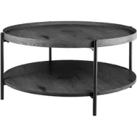 CLP Salontafel Corbitan - rond - met opbergruimte - hout - bijzettafel - zwart metalen frame - 80 cm grijs