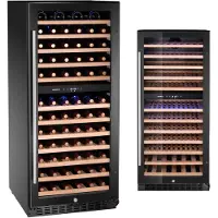 Hendi Wijnklimaatkast - staal en glas - 2 temperatuurzones, 124 flessen, 265 liter - 569x595x(H)1397 mm - zwart - voor horeca en thuis