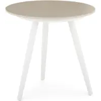 Idimex Bijzettafel ROSALIA, rond met keramisch blad – wit/beige