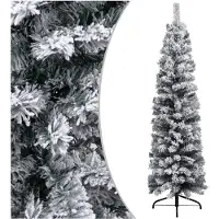 vidaXL Kunstkerstboom met sneeuw smal 120 cm PVC groen