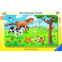 Ravensburger puzzel knuffige dierenvrienden 15 stukjes - kinderpuzzel.
