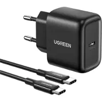UGREEN Snellader 25W PD + USB-C naar USB-C Kabel 3A 2M Zwart