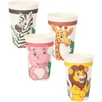Papstar Kartonnen beker jungle verjaardag 0,2 l Ø 7 cm · 9,7 cm FSC safari (30 stuks)