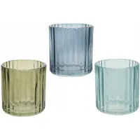 Kaemingk - Glazen Kandelaar - 7,3x8 cm - Transparent - Modern - Drie Kleuren