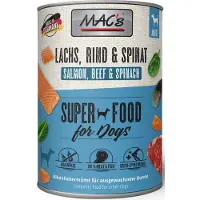 Macs Hondenvoer Natvoer Blik - 96,9% Zalm & Spinazie- 6 x 400g